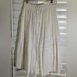 Lucky Brand White Eyelet Maxi Skirt